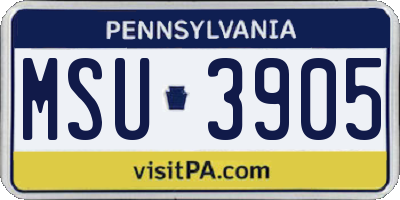 PA license plate MSU3905