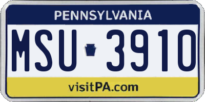 PA license plate MSU3910