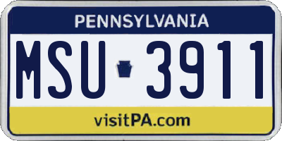 PA license plate MSU3911