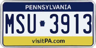 PA license plate MSU3913