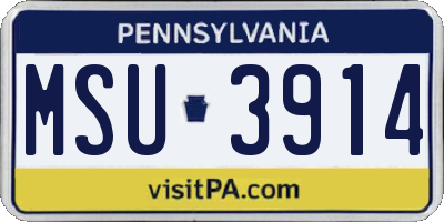 PA license plate MSU3914