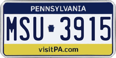 PA license plate MSU3915