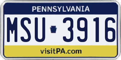 PA license plate MSU3916