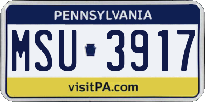 PA license plate MSU3917