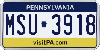 PA license plate MSU3918