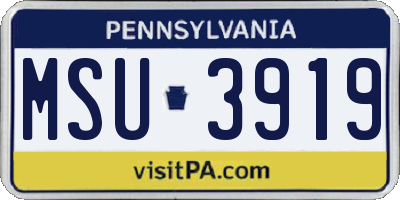 PA license plate MSU3919