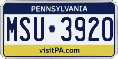 PA license plate MSU3920