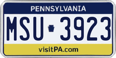 PA license plate MSU3923