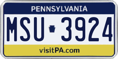 PA license plate MSU3924