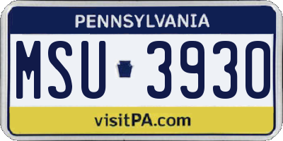 PA license plate MSU3930