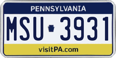 PA license plate MSU3931