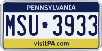 PA license plate MSU3933
