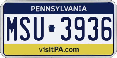 PA license plate MSU3936