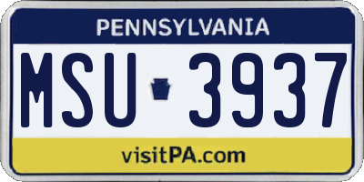 PA license plate MSU3937