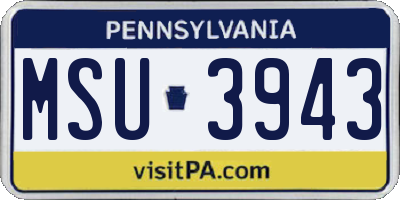 PA license plate MSU3943