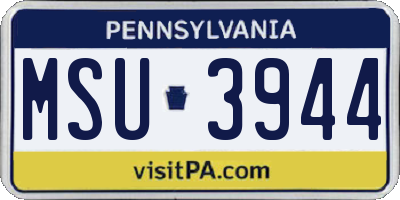 PA license plate MSU3944
