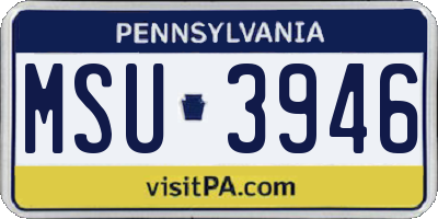 PA license plate MSU3946
