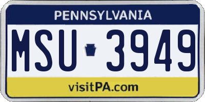 PA license plate MSU3949