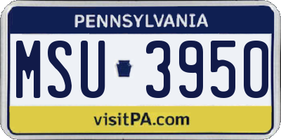 PA license plate MSU3950