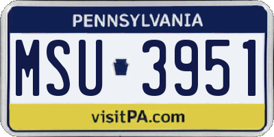 PA license plate MSU3951