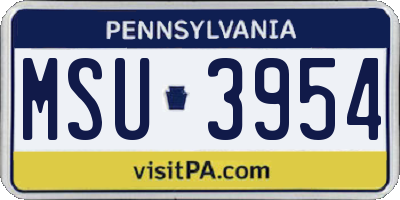 PA license plate MSU3954