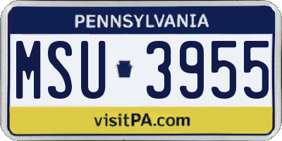PA license plate MSU3955