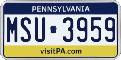 PA license plate MSU3959