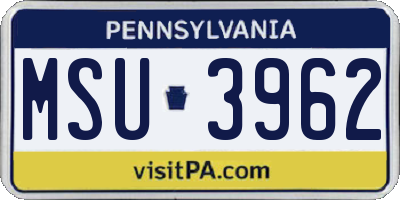 PA license plate MSU3962