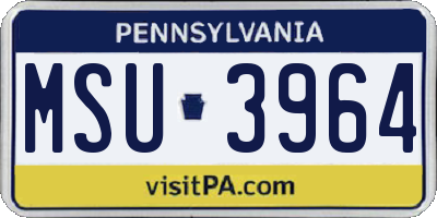 PA license plate MSU3964