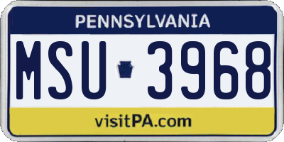 PA license plate MSU3968