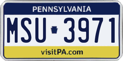 PA license plate MSU3971