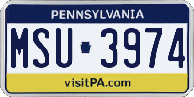 PA license plate MSU3974
