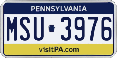 PA license plate MSU3976