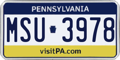 PA license plate MSU3978