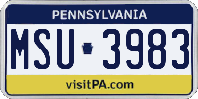 PA license plate MSU3983