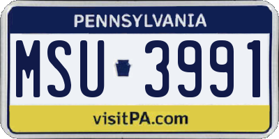 PA license plate MSU3991