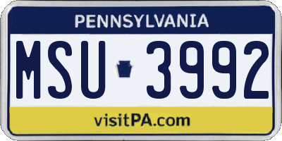 PA license plate MSU3992