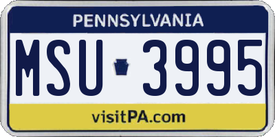 PA license plate MSU3995