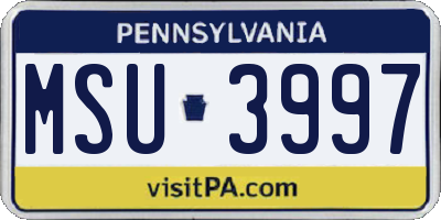 PA license plate MSU3997