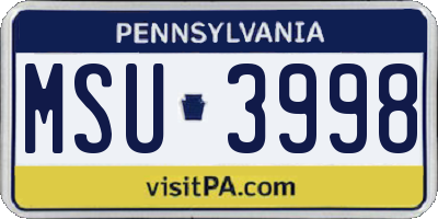 PA license plate MSU3998