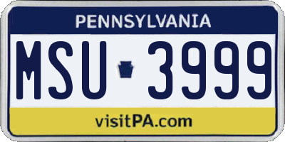 PA license plate MSU3999