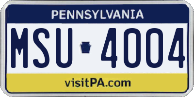 PA license plate MSU4004