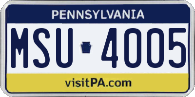 PA license plate MSU4005