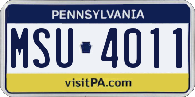 PA license plate MSU4011