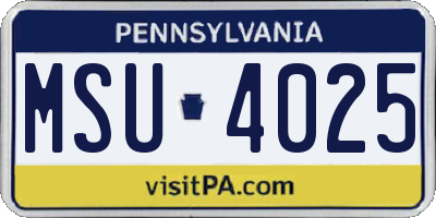 PA license plate MSU4025