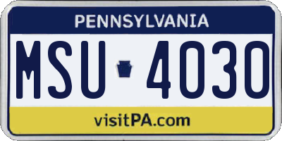 PA license plate MSU4030