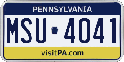 PA license plate MSU4041