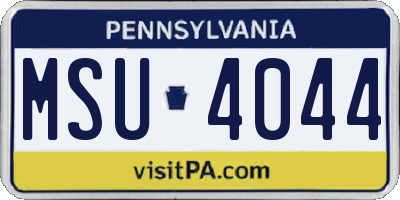 PA license plate MSU4044