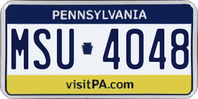 PA license plate MSU4048