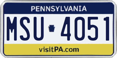 PA license plate MSU4051